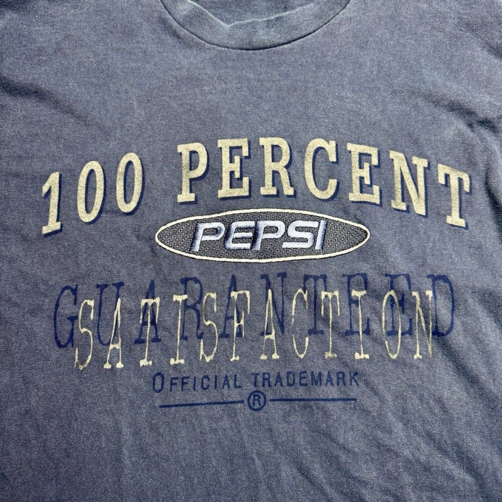 VTG 90s Pepsi Cola T-shirt Men’s L/XL Blue Acid Wash Single Stitch Made In USA